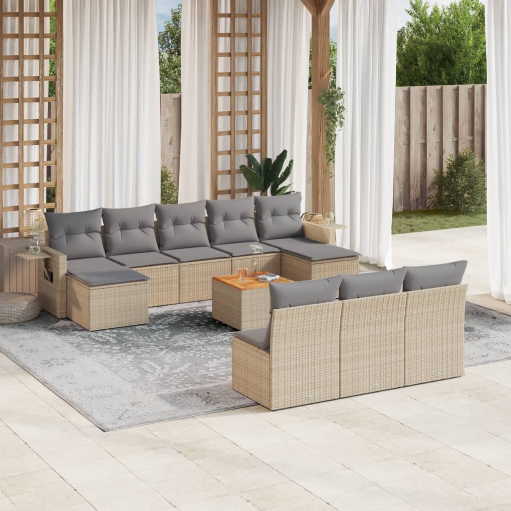 Set Divani da Giardino 11 pz con Cuscini Beige in Polyrattancod mxl 89788