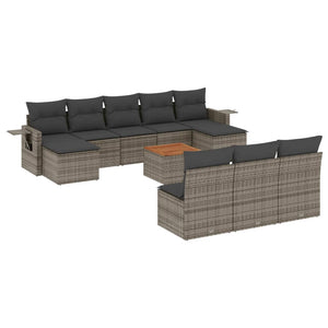 Set Divani da Giardino 11 pz con Cuscini in Polyrattan Grigio 3224772