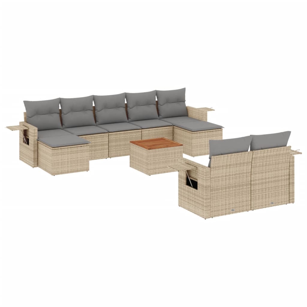 Set Divano da Giardino 10 pz con Cuscini Beige in Polyrattancod mxl 88978