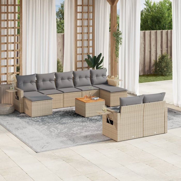 Set Divano da Giardino 10 pz con Cuscini Beige in Polyrattancod mxl 88978