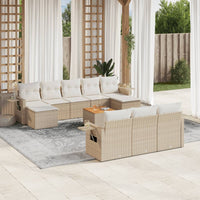 Set Divani da Giardino 11 pz con Cuscini Beige in Polyrattan 3224784