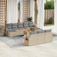 Set Divani da Giardino 11 pz con Cuscini Beige in Polyrattan 3224785