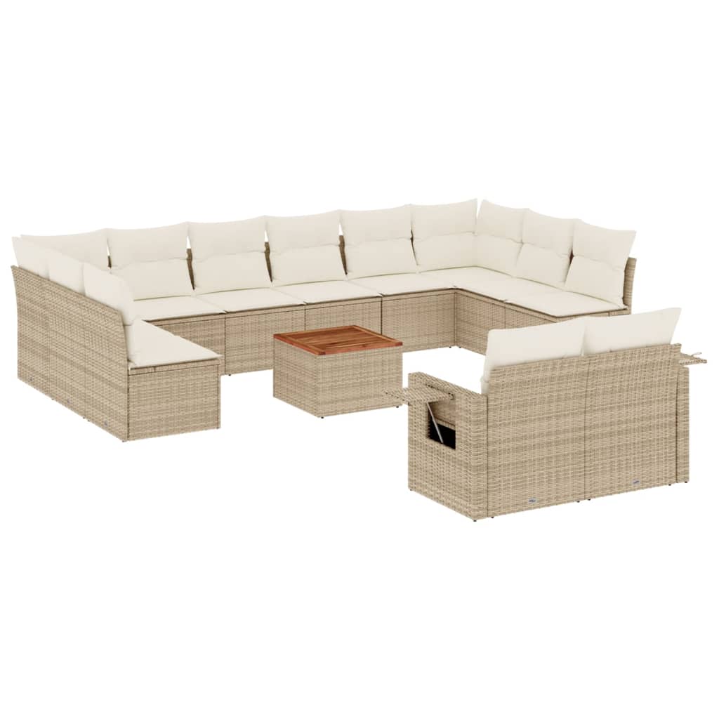 Set Divano da Giardino 13 pz con Cuscini Beige in Polyrattancod mxl 114822