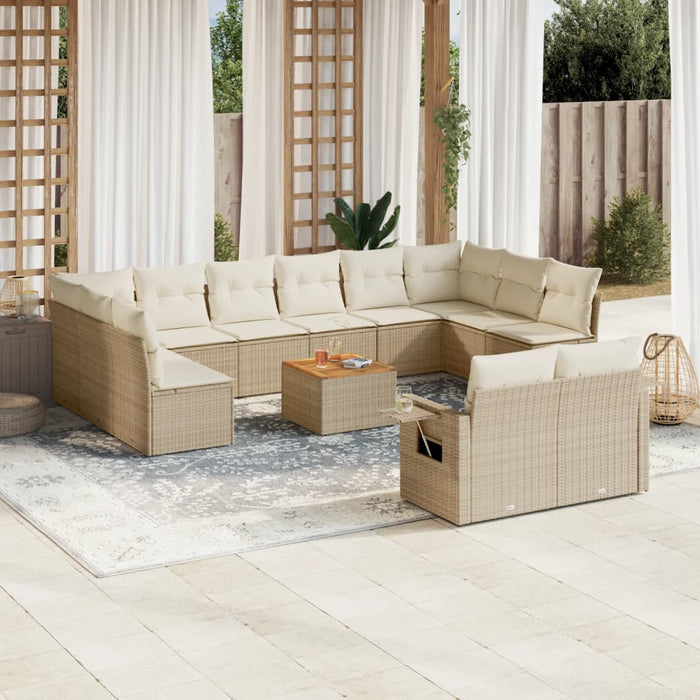 Set Divano da Giardino 13 pz con Cuscini Beige in Polyrattancod mxl 114822