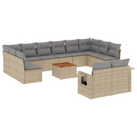 Set Divano da Giardino 13 pz con Cuscini Beige in Polyrattan 3224799