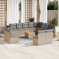 Set Divano da Giardino 13 pz con Cuscini Beige in Polyrattan 3224813