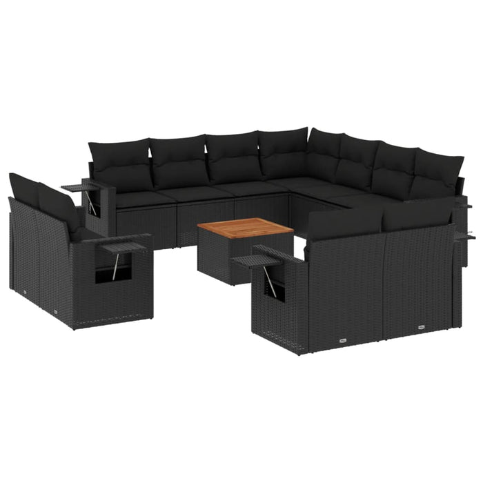 Set Divani da Giardino 12 pz con Cuscini Nero in Polyrattancod mxl 88975