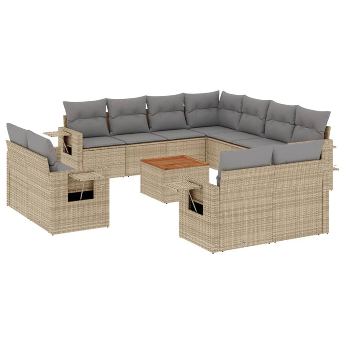 Set Divani da Giardino 12 pz con Cuscini Beige in Polyrattan 3224827