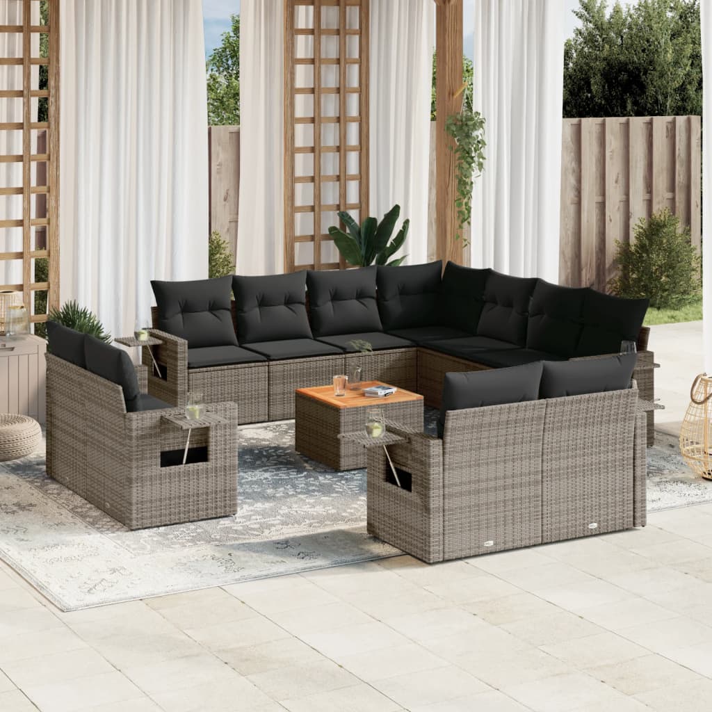 Set Divani da Giardino 12 pz con Cuscini Grigio in Polyrattancod mxl 90211