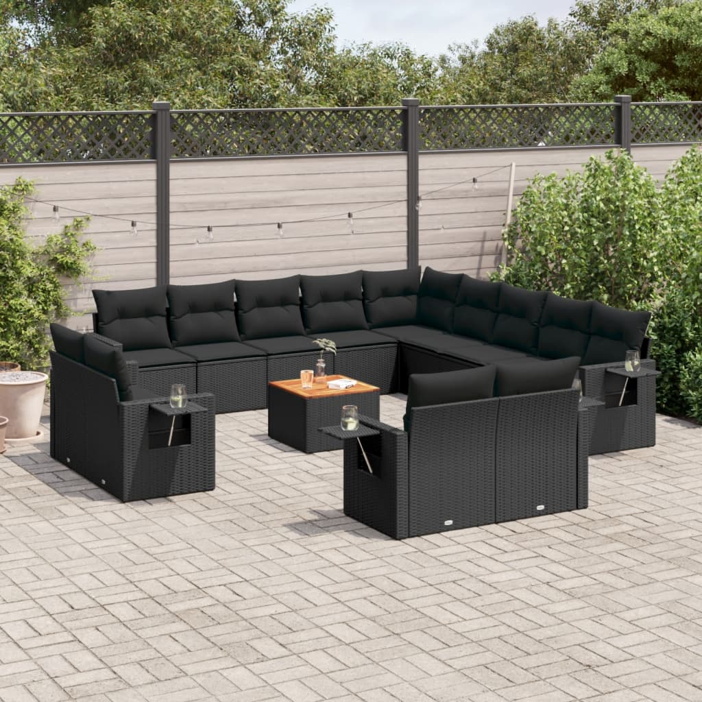 Set Divani da Giardino 14pz con Cuscini in Polyrattan Nerocod mxl 90119