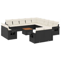 Set Divani da Giardino 14pz con Cuscini in Polyrattan Nero 3224838