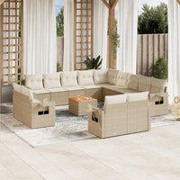 Set Divani da Giardino 14pz con Cuscini in Polyrattan Beige 3224840