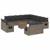 Set Divani da Giardino 14pz con Cuscini in Polyrattan Grigiocod mxl 88940