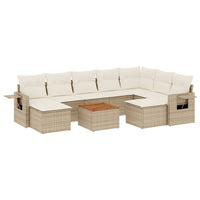 Set Divano da Giardino 10 pz con Cuscini Beige in Polyrattan 3224847