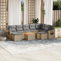 Set Divano da Giardino 10 pz con Cuscini Beige in Polyrattan 3224848