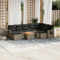 Set Divano da Giardino 10 pz con Cuscini Grigio in Polyrattan 3224849