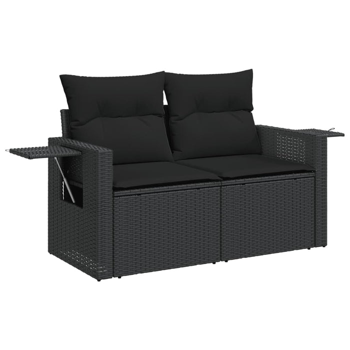 Set Divani da Giardino 12 pz con Cuscini Nero in Polyrattan 3224858