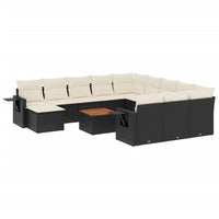 Set Divani da Giardino 13pz con Cuscini Nero in Polyrattan 3224866