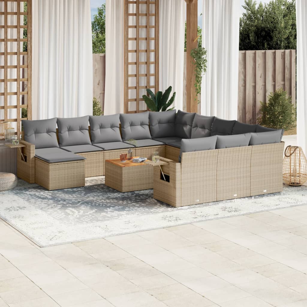 Set Divano da Giardino 13 pz con Cuscini Beige in Polyrattancod mxl 114567