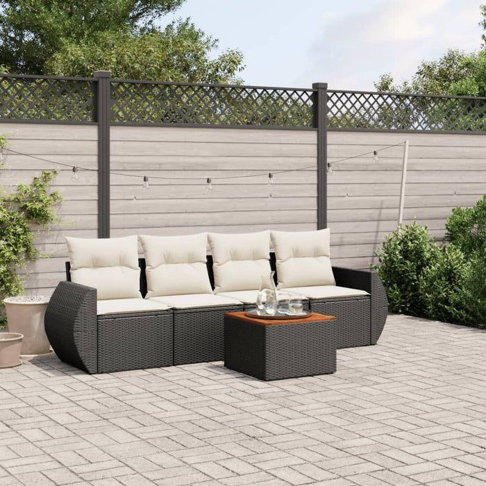 Set Divani da Giardino 5 pz con Cuscini in Polyrattan Nero 3224880