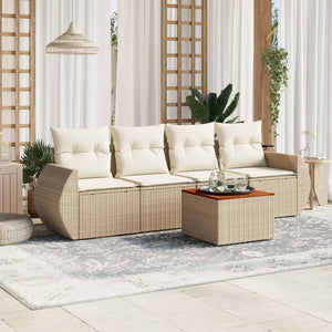 Set Divano da Giardino 5 pz con Cuscini Beige in Polyrattancod mxl 90453