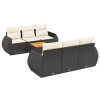 Set Divani da Giardino con Cuscini 7pz Nero Polyrattan 3224894