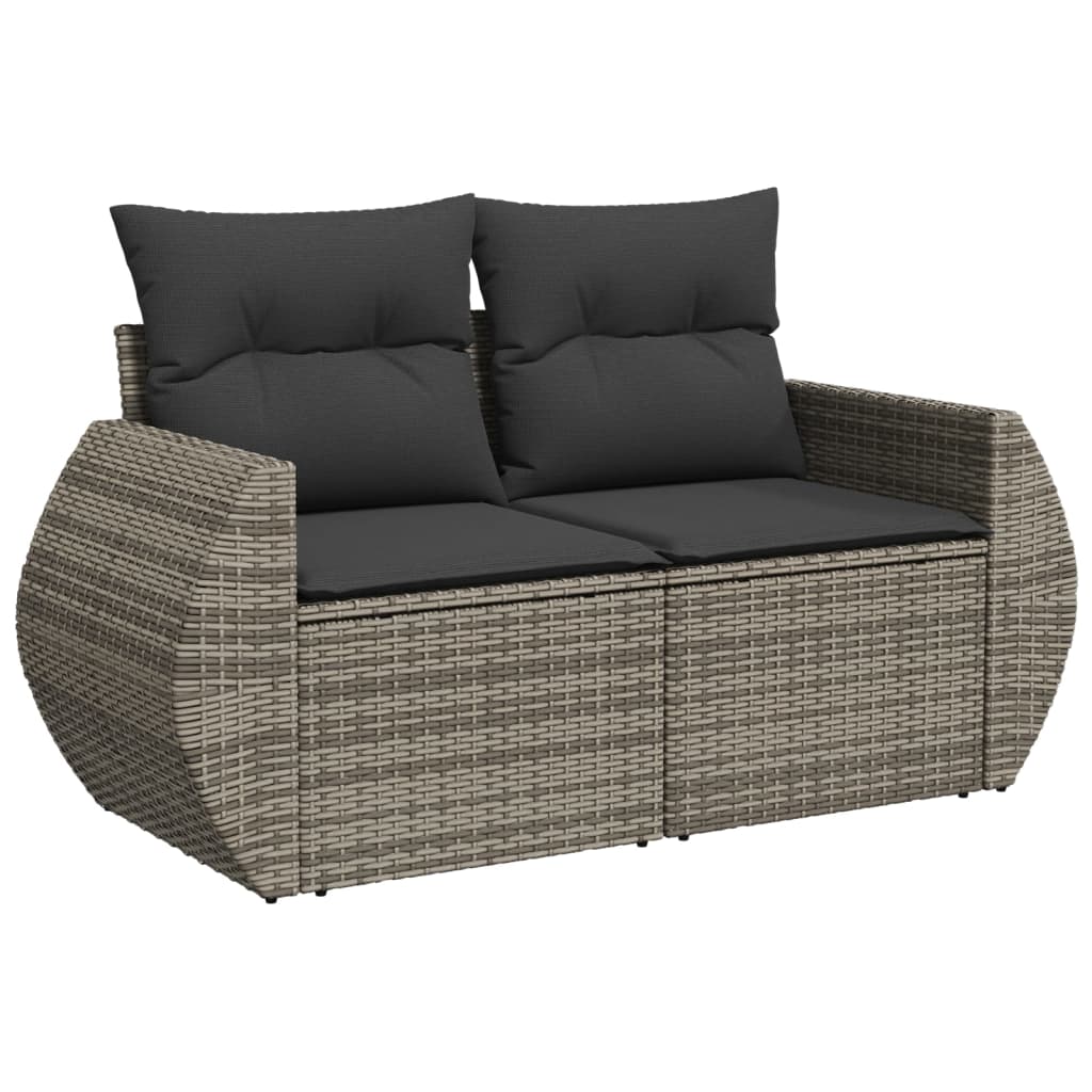 Set Divani da Giardino 7 pz con Cuscini Grigio in Polyrattan 3224898