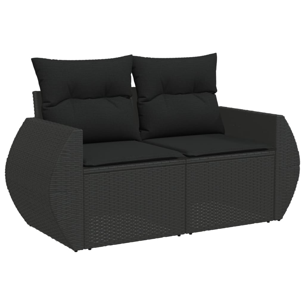 Set Divani da Giardino con Cuscini 7pz Nero Polyrattan 3224900