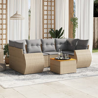 Set Divani da Giardino 7 pz con Cuscini Beige in Polyrattan 3224904