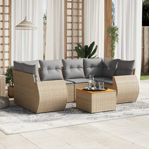 Set Divani da Giardino 7 pz con Cuscini Beige in Polyrattancod mxl 114460