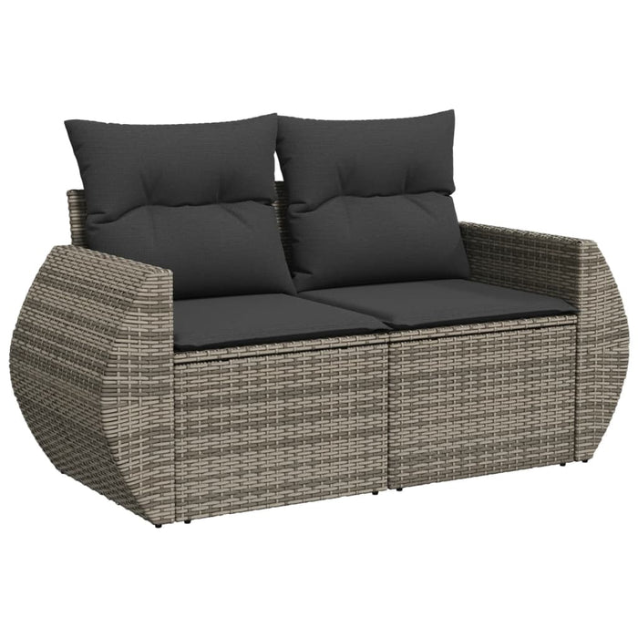 Set Divani da Giardino 7 pz con Cuscini Grigio in Polyrattan 3224905