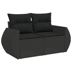 Set Divani da Giardino con Cuscini 8 pz Nero in Polyrattan 3224907