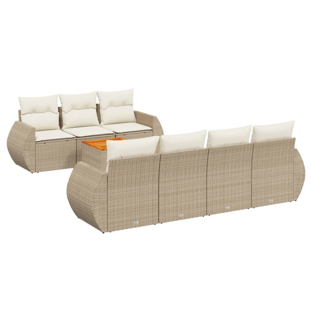 Set Divano da Giardino 8 pz con Cuscini Beige in Polyrattancod mxl 113803