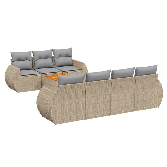 Set Divano da Giardino 8 pz con Cuscini Beige in Polyrattancod mxl 90533