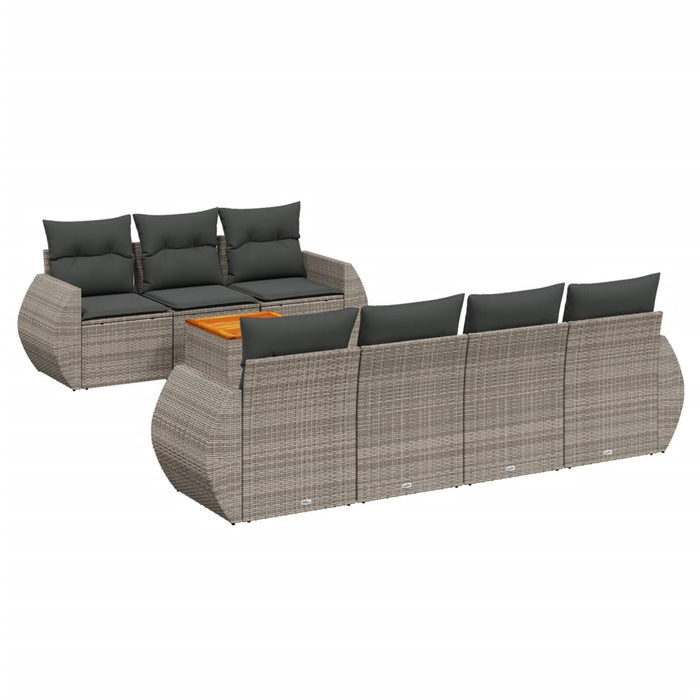 Set Divano da Giardino 8 pz con Cuscini Grigio in Polyrattancod mxl 114463