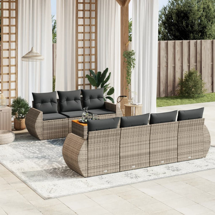 Set Divano da Giardino 8 pz con Cuscini Grigio in Polyrattancod mxl 114463