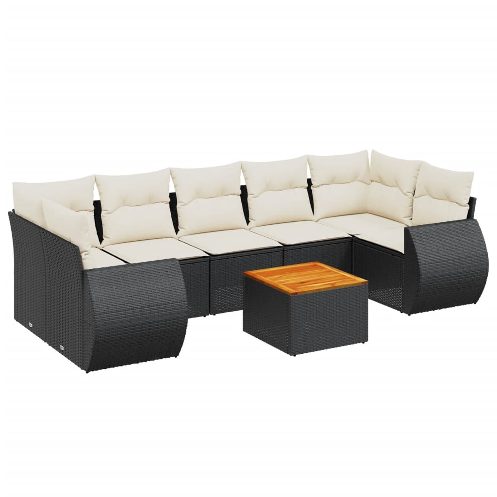 Set Divani da Giardino con Cuscini 8 pz Nero in Polyrattan 3224915