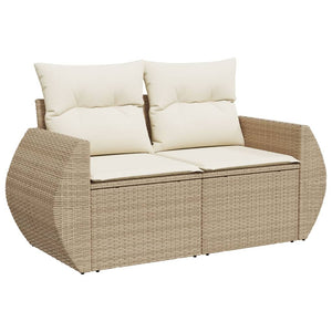 Set Divano da Giardino 9 pz con Cuscini Beige in Polyrattan 3224924