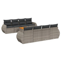 Set Divano da Giardino 9 pz con Cuscini Grigio in Polyrattancod mxl 89794