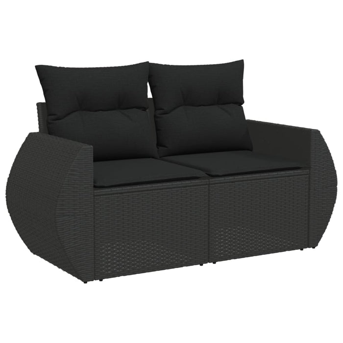 Set Divani da Giardino 9 pz con Cuscini Nero in Polyrattan 3224928