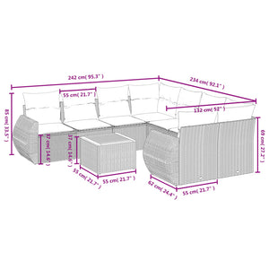 Set Divani da Giardino 9 pz con Cuscini Nero in Polyrattan 3224928