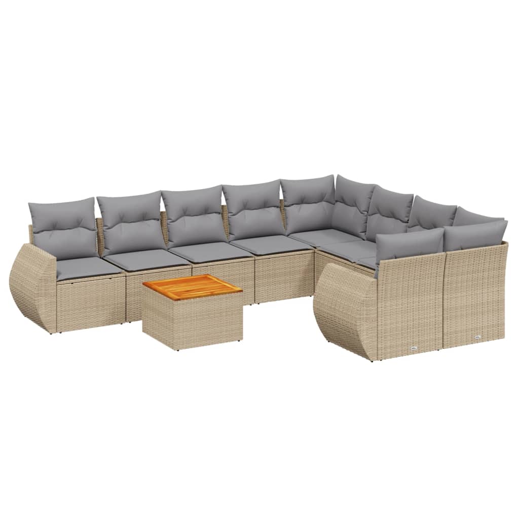 Set Divano da Giardino 9 pz con Cuscini Beige in Polyrattan 3224932