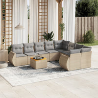 Set Divano da Giardino 9 pz con Cuscini Beige in Polyrattan 3224932