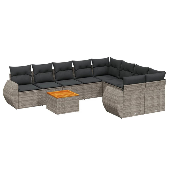 Set Divano da Giardino 9 pz con Cuscini Grigio in Polyrattan 3224933