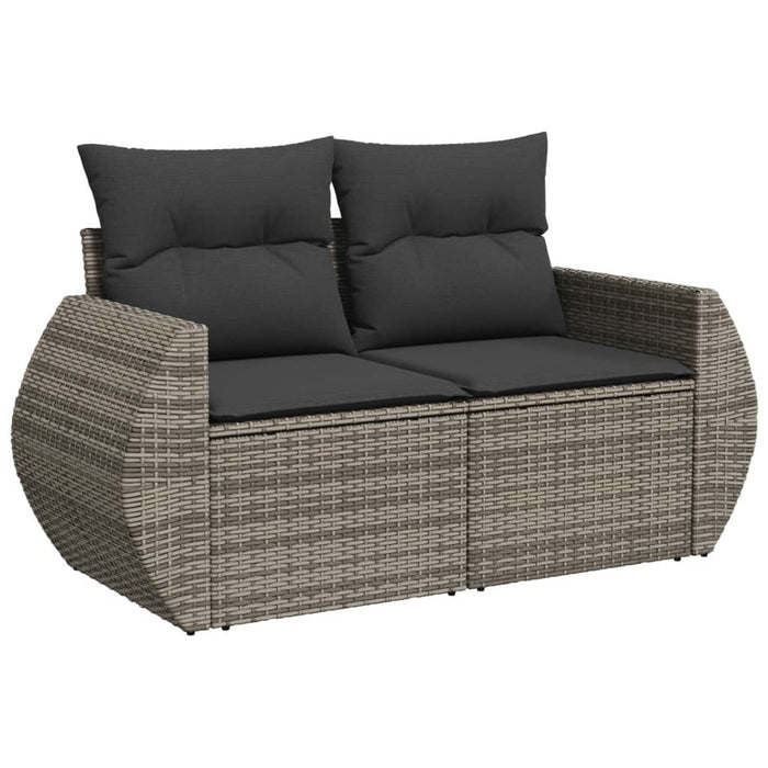 Set Divano da Giardino 9 pz con Cuscini Grigio in Polyrattan 3224933