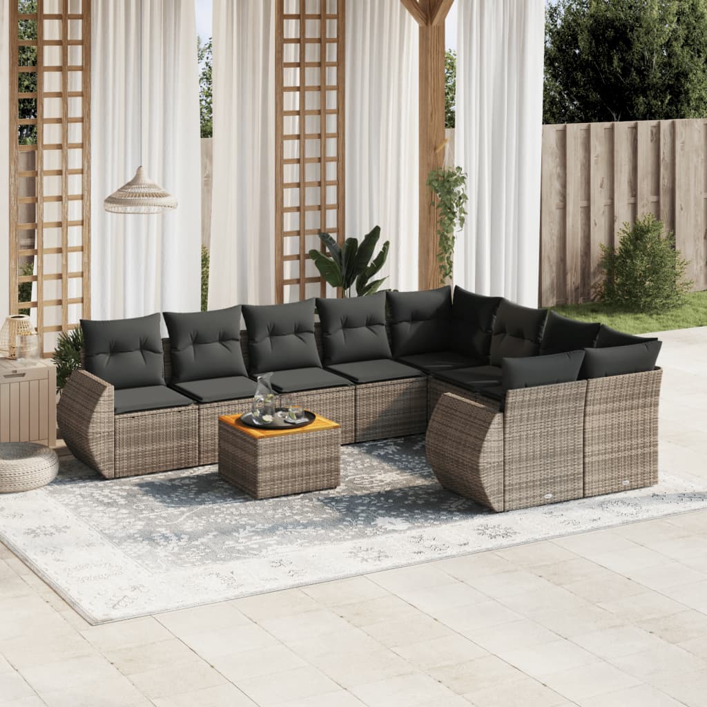 Set Divano da Giardino 9 pz con Cuscini Grigio in Polyrattancod mxl 115056