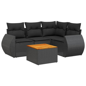 Set Divani da Giardino 5 pz con Cuscini in Polyrattan Nerocod mxl 114391