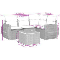 Set Divani da Giardino 5 pz con Cuscini in Polyrattan Nero 3224985