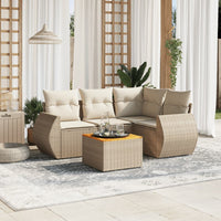 Set Divano da Giardino 5 pz con Cuscini Beige in Polyrattan 3224987