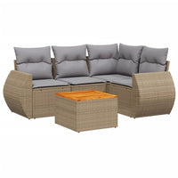 Set Divano da Giardino 5 pz con Cuscini Beige in Polyrattan 3224988